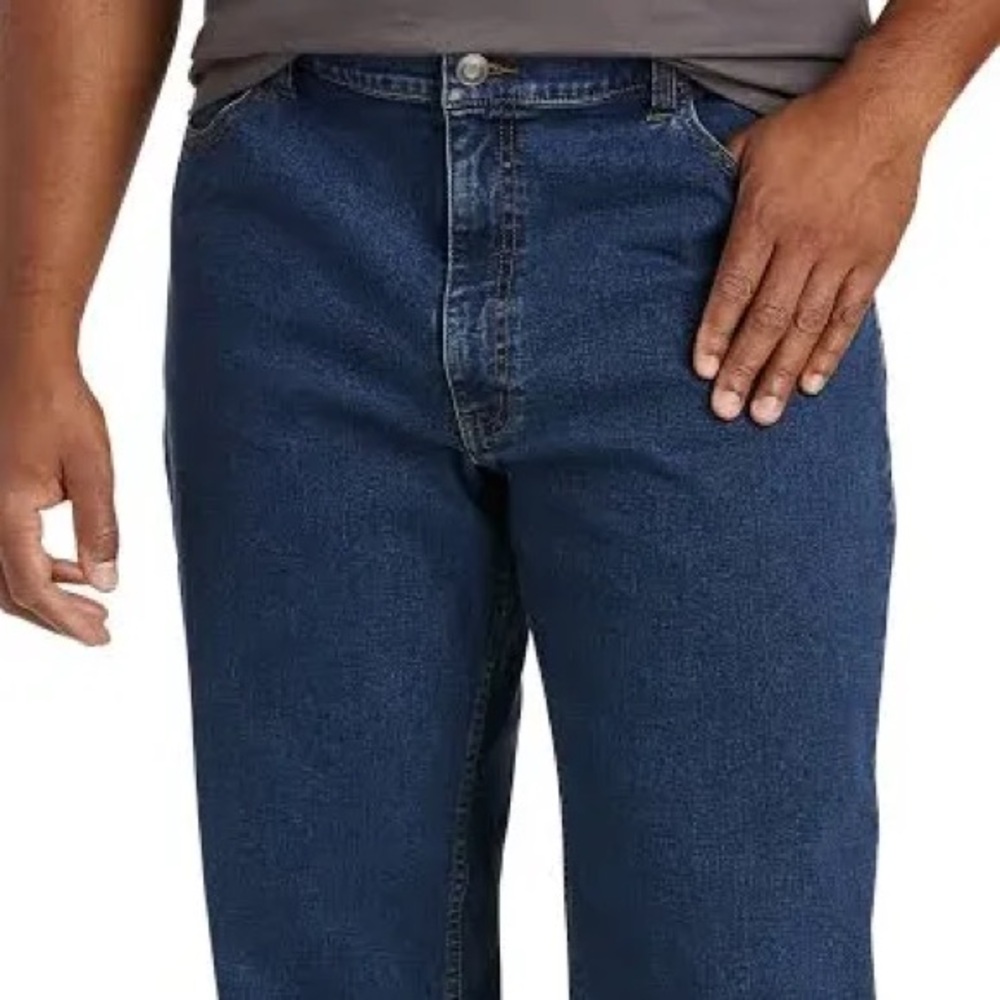 Faded Glory Relaxed Straight Fit Men’s Cotton Denim Dark Wash Blue Jeans 44x32